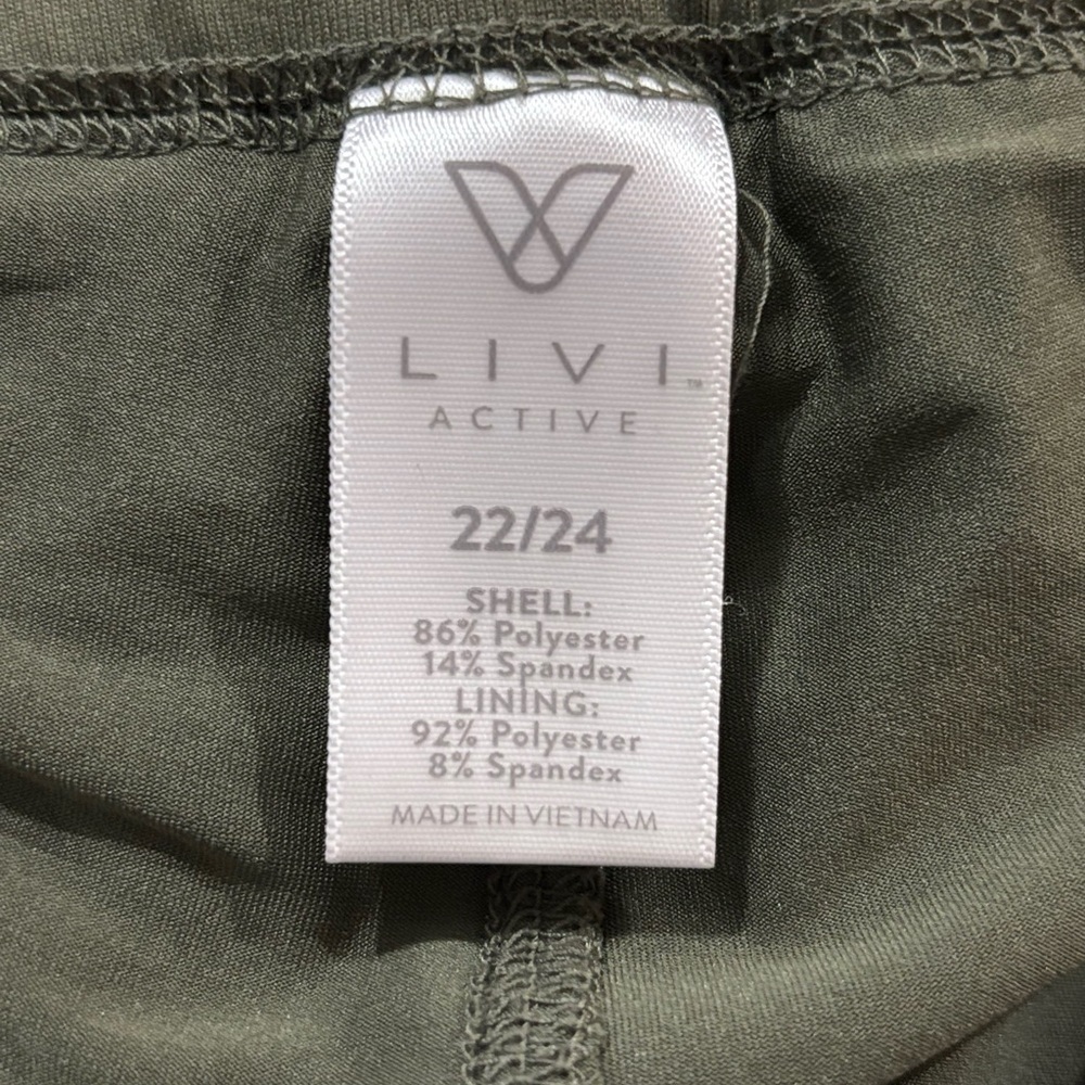 LIVI Active Olive Green Athletic Skort Skirt w Shorts Pockets Plus 22/24 - Picture 6 of 7